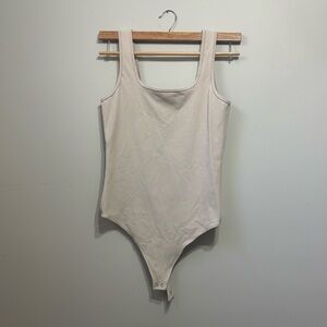 Abercrombie & Fitch Cream Scoop Neck Ribbed Bodysuit